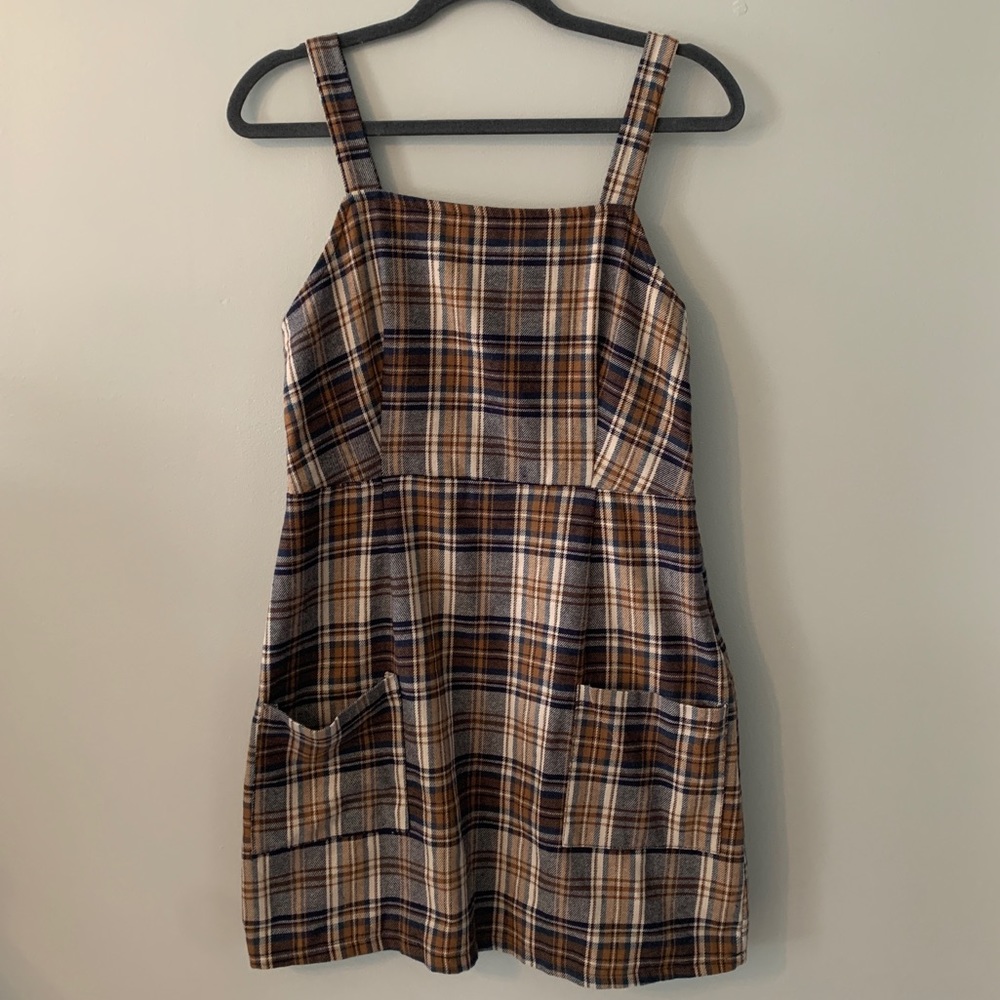 AE Strappy Patch Pocket Dress in Plaid